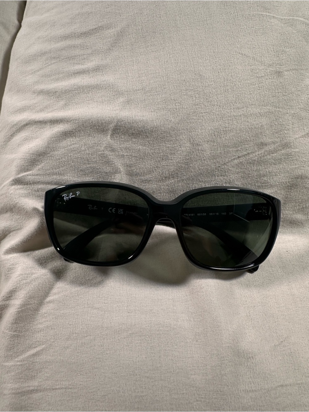Ray Ban 58mm Polarized Gradient Square Sunglasses Black RB4161 NWOT Unisex